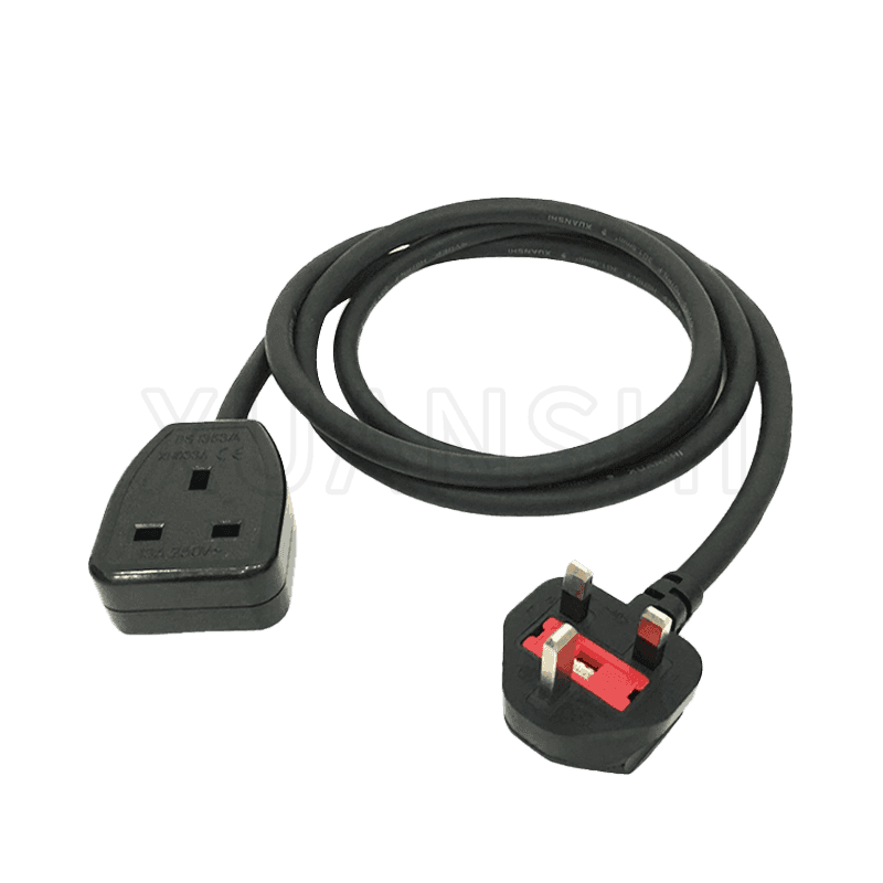 UK 3 pin plug power cord with socket JL-49,JL-49B