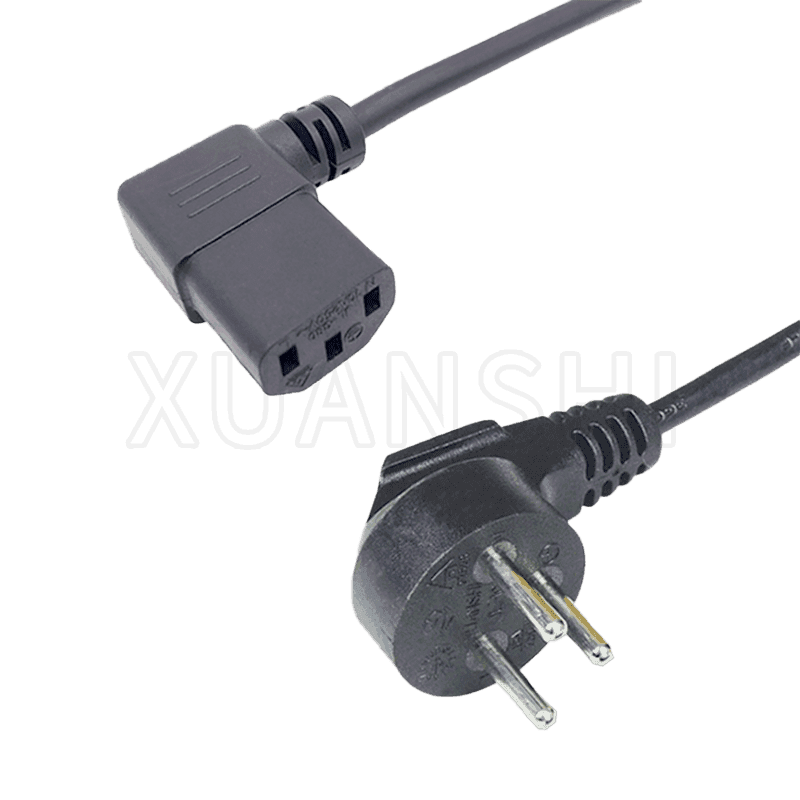 Israel 3 pin plug power cord with 90 degree c13 connector JL-10,JL-38D