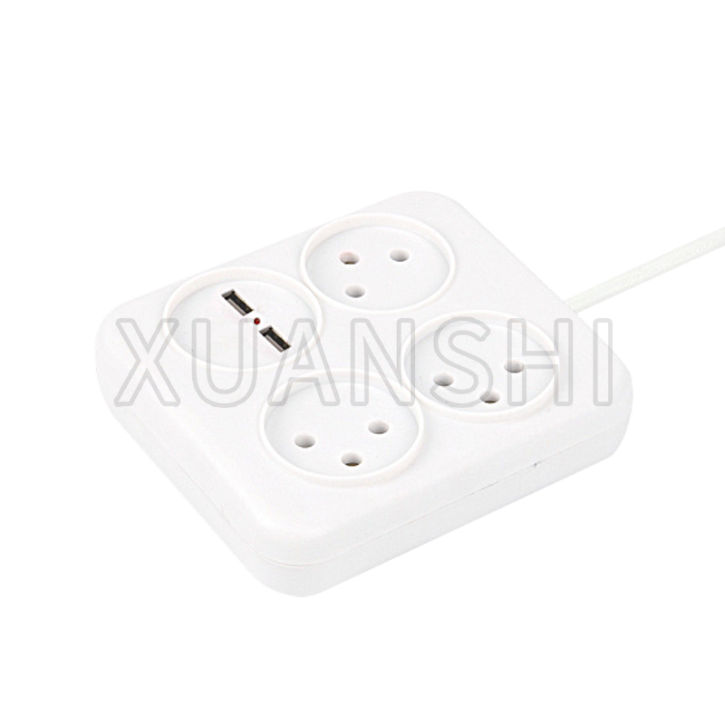 Israel 3 way power strip with two USB ports JL-10A,XS-XB3U